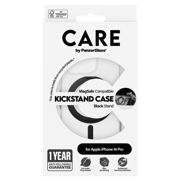 CARE by PanzerGlass Coque Kickstand MagSafe Apple iPhone 16 Pro - Noir