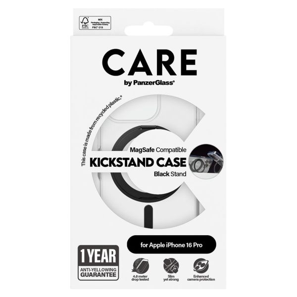 CARE by PanzerGlass Coque Kickstand MagSafe iPhone 16 Pro - Noir