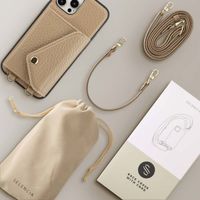 Selencia Coque à cordon avec porte-cartes enveloppe Sera iPhone 12 (Pro) - Beige