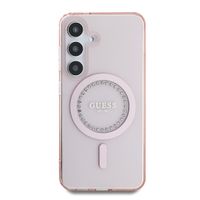 Guess Coque MagSafe IML avec strass Samsung Galaxy S25 - Rose