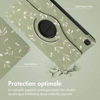 imoshion Coque tablette Design rotatif à 360° Samsung Galaxy Tab S6 Lite (2020/2022/2024) - Green Flowers