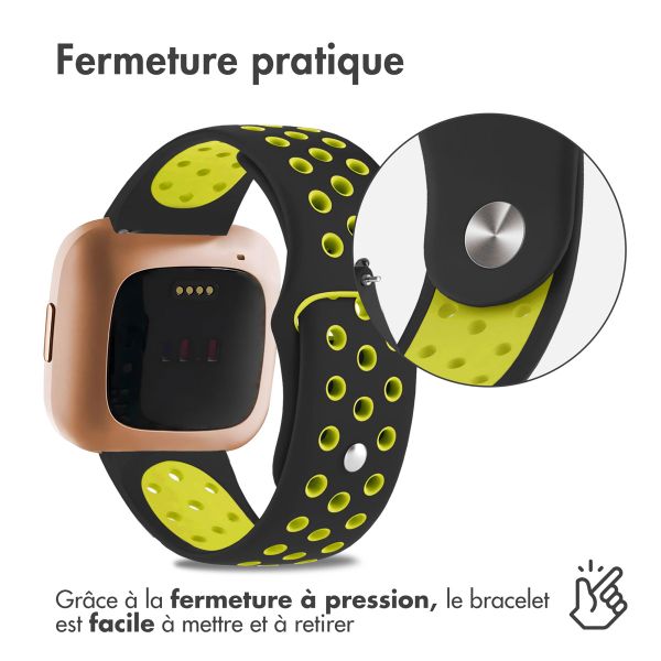 imoshion Bracelet sportif en silicone Fitbit Versa 2 / Versa Lite - Noir / Néon Jaune