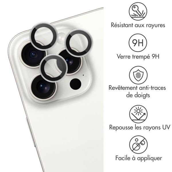 imoshion Lot de 2 protections d'objectif de caméra Apple iPhone 15 Pro / 15 Pro Max - White Titanium