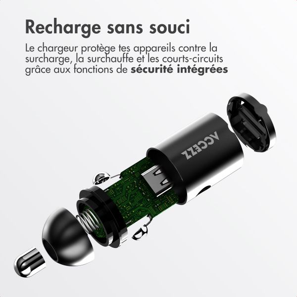 Accezz Chargeur de voiture | Chargeur rapide avec 2 ports - 2x USB-C 65 watts - Noir