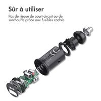 imoshion Mini chargeur de voiture lot de charge rapide - 2 ports - USB-A Quick Charge - USB-C Power Delivery - 60 Watts - Noir + Câble USB-A vers USB-C tressé - 0,5 mètre - Noir