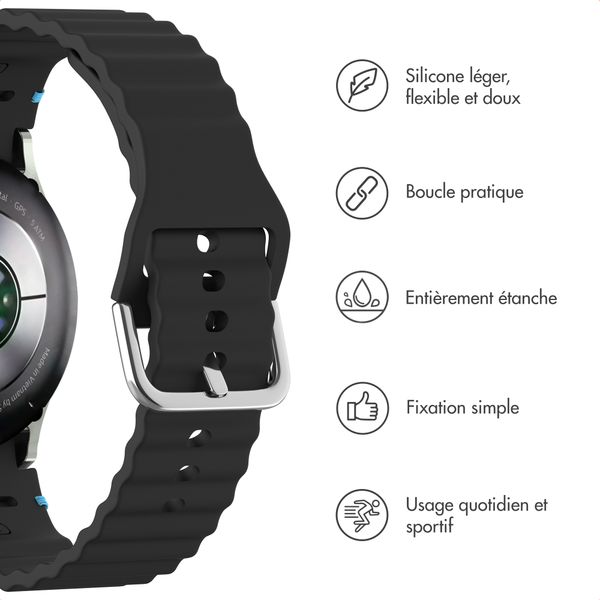 imoshion Bracelet Wave en silicone Samsung Galaxy Watch 4 / 5 / 6 / 7 / FE (20 mm) - Noir