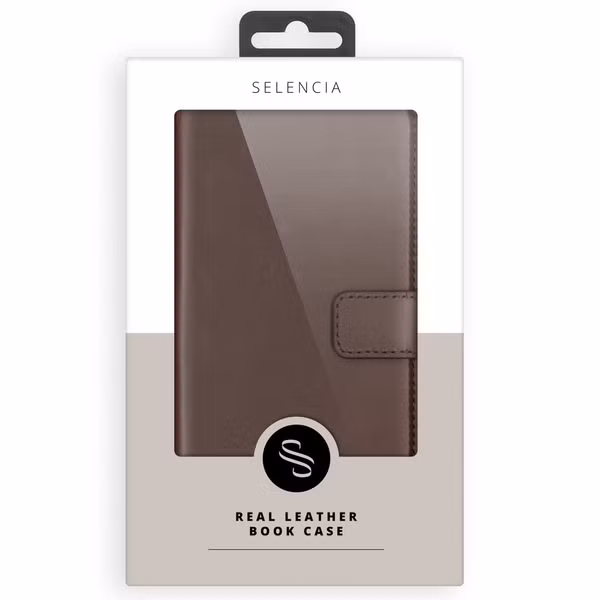 Selencia Étui portefeuille en cuir véritable Apple iPhone 12 Mini - Marron