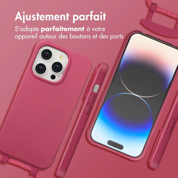 imoshion Coque arrière Color avec cordon amovible et MagSafe Apple iPhone 14 Pro - Raspberry