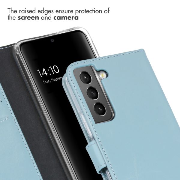 Selencia Étui portefeuille en cuir véritable Samsung Galaxy S22 - Bleu clair