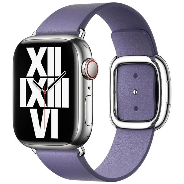 Apple Bracelet Leather Band Modern Buckle Apple Watch Series 1 t/m 9 / SE (38/40/41 mm) | Series 10 / 11 (42 mm) - Taille S - Wisteria