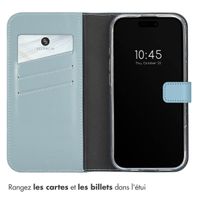 Selencia Étui portefeuille en cuir véritable Apple iPhone 16 Pro - Air Blue