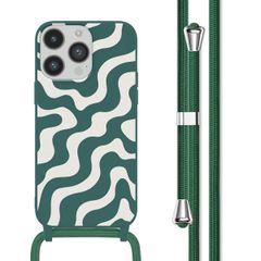 imoshion Coque design en silicone avec cordon Apple iPhone 14 Pro - Petrol Green Groovy