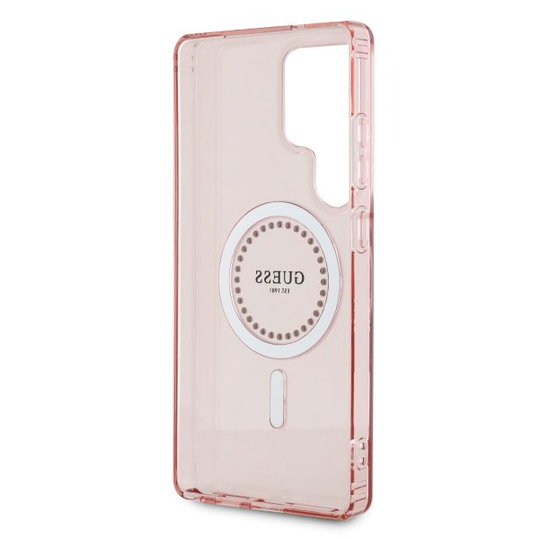Guess Coque MagSafe IML avec strass Samsung Galaxy S25 Ultra - Rose