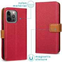 imoshion Étui de téléphone portefeuille Luxe Canvas iPhone 13 Pro - Rouge