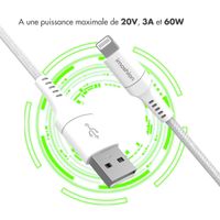 imoshion ﻿Câble Lightning vers USB - Non MFi - Textile tressé - 0,5 mètre - Blanc