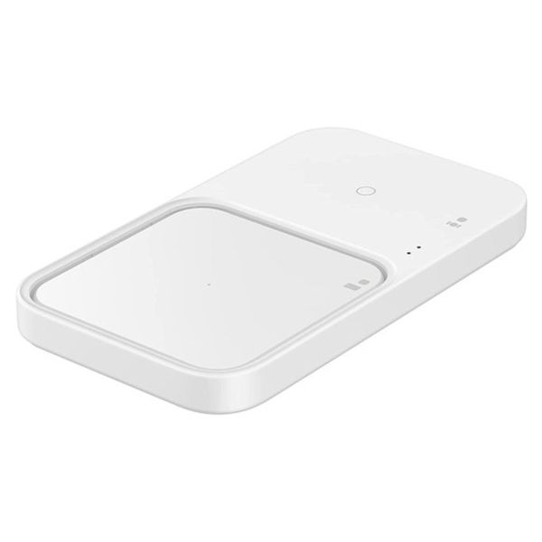 Samsung ﻿Wireless Charger Duo - Chargeur sans fil - Avec adaptateur et câble de charge - 15 Watt - Blanc