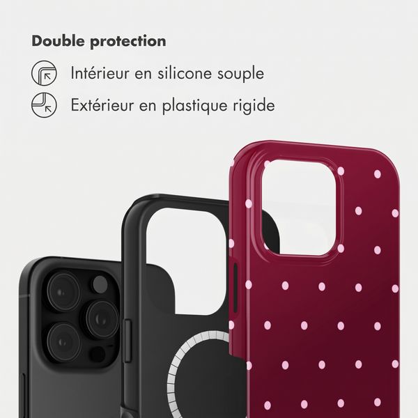 Selencia Coque arrière Vivid avec MagSafe Apple iPhone 16 Pro - Happy Dots Burgundy