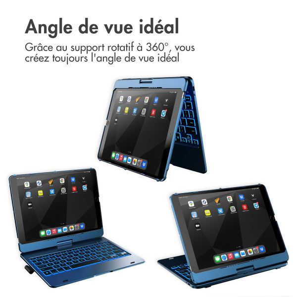 Accezz Étui de tablette Clavier QWERTY iPad 10.2 pouces (2019/2020/2021) / Air 5 (2022) / Air 4 (2020) / iPad Pro 10.5 (2017) - Bleu foncé