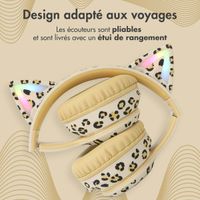 imoshion Édition Spéciale - Casque sans fil pour enfants avec imprimé léopard LED Light Cat Ear - Limiteur de décibels - Avec câble AUX - Léopard