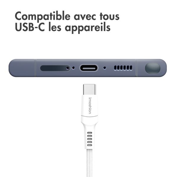 imoshion Braided USB-C vers câble USB-A - 3 mètre - Blanc