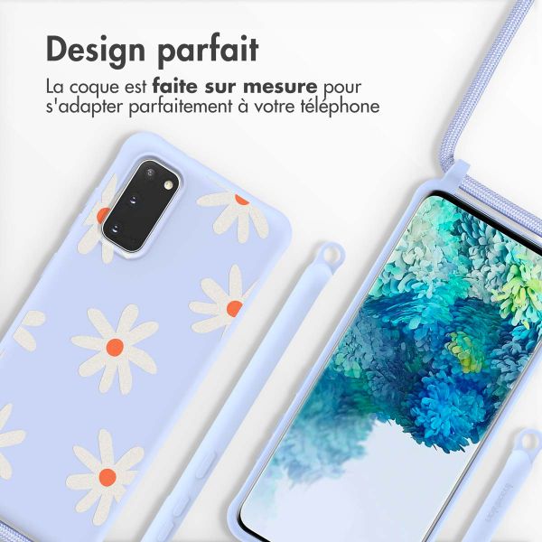 imoshion Coque design en silicone avec cordon Samsung Galaxy S20 - Lila Flower Distance