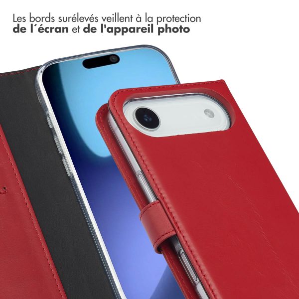 Selencia Étui portefeuille en cuir véritable Apple iPhone Air - Rouge