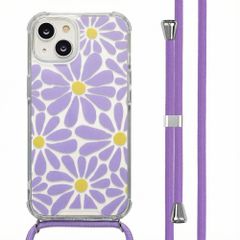 imoshion Coque Design avec cordon Apple iPhone 14 - Tropical Violet Flowers Connect