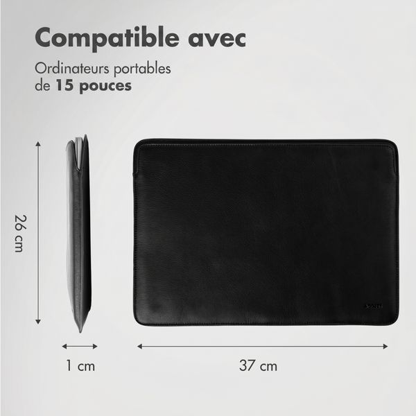 Accezz Leather Pochette ordinateur Apple MacBook 15 pouces - Noir