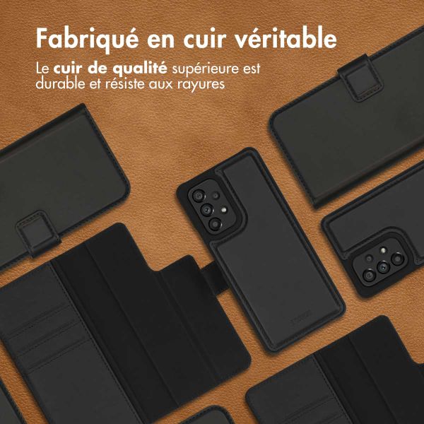 Accezz Étui de téléphone portefeuille en cuir de qualité supérieure 2 en 1 Samsung Galaxy A53 - Noir