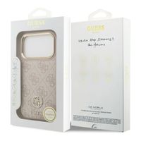 Guess Coque arrière en cuir avec logo Strass classique et MagSafe Apple iPhone 17 Pro - Rose