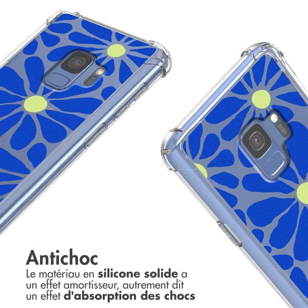 imoshion Coque Design avec cordon Samsung Galaxy S9 - Cobalt Blue Flowers Connect