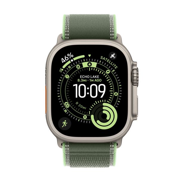 Apple Bracelet Trail Loop Apple Watch Series 1 t/m 11 / SE / Ultra (44/45/46/49 mm) - Taille S/M - Neon / Green Black Titanium