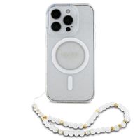 Guess MagSafe IML Glitter Case avec beads strap Apple iPhone 16 Pro Max - Transparent
