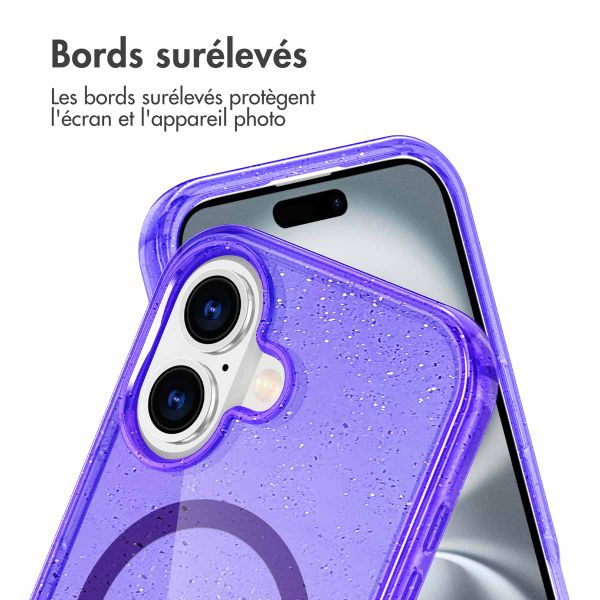 imoshion Coque Pailletée avec MagSafe Apple iPhone 16 - Paillettes Violet