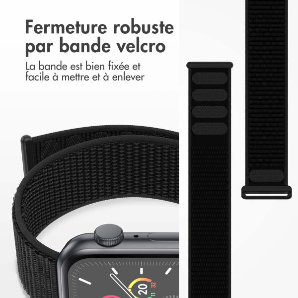 imoshion Bracelet en nylon Apple Watch Series 1 t/m 9 / SE (38/40/41 mm) | Series 10 / 11 (42 mm) - Noir