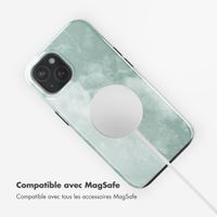 Selencia Coque arrière Vivid Tough avec MagSafe iPhone 15 - Marble Grayed Jade