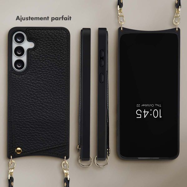 Selencia Coque de télephone Nova avec cordon et porte-cartes Samsung Galaxy S25 FE - Noir