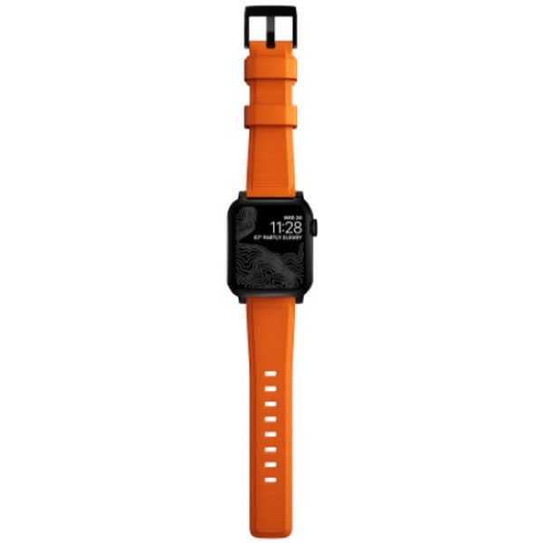 Nomad Bracelet robuste FKM Apple Watch Series 1 á 10 / SE / Ultra (2) (44/45/46/49 mm) - Noir/Orange