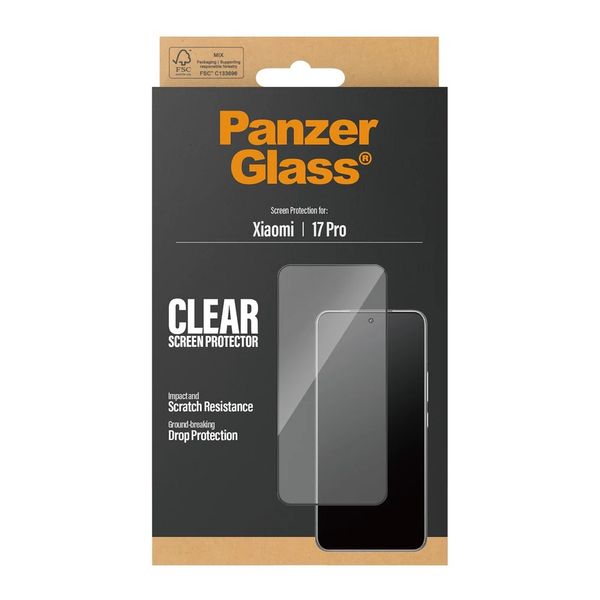 PanzerGlass Protection d'écran Ultra-Wide Fit Anti-bactérienne avec applicateur Xiaomi 17 Pro
