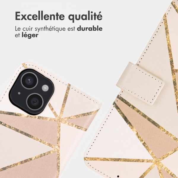 imoshion Étui de télephone portefeuille Design Apple iPhone 15 - Beige Graphic