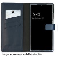 Selencia Étui portefeuille en cuir véritable Samsung Galaxy S24 Ultra - Bleu foncé