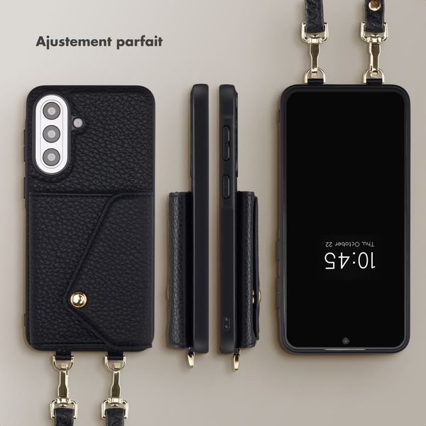 Selencia Coque de télephone Sera avec cordon et porte-cartes enveloppe Samsung Galaxy A57 (5G) - Noir
