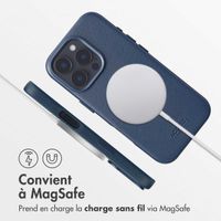 Accezz Coque arrière en cuir avec MagSafe Apple iPhone 16 Pro - Nightfall Blue