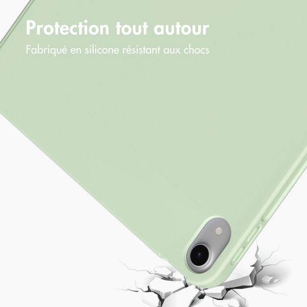 Accezz Étui de téléphone portefeuille Smart Silicone iPad Air 11 pouces (2024) M2 / Air 5 (2022) / iPad Air 4 (2020) - Vert clair