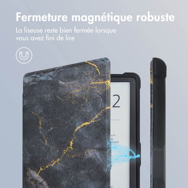 imoshion Slim Soft Sleepcover Pocketbook Touch Lux 5 / HD 3 / Basic Lux 4 / Vivlio Lux 5 - Black Marble