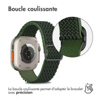 imoshion Bande élastique en nylon Apple Watch Series 1-10 / SE / Ultra (2) - 42/44/45/46/49 mm - Vert foncé