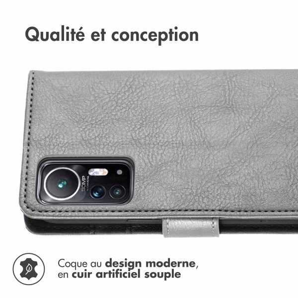 imoshion Étui de téléphone portefeuille Luxe Xiaomi 12 / 12X - Gris