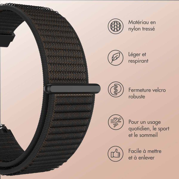 imoshion Bracelet en nylon avec fermeture velcro - Connexion universelle 22 mm - Noir