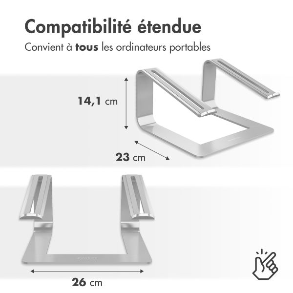 imoshion ﻿Socle pour ordinateur portable en aluminium - Socle pour ordinateur portable - Bureau - Universel - Argent