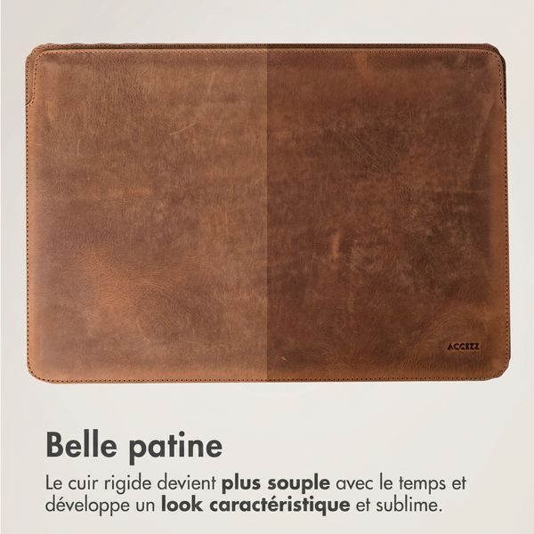 Accezz Leather Pochette ordinateur Apple MacBook 15 pouces - Cognac